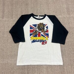 Vintage Animals Shirt Mens Medium White 1983 World Tour Raglan